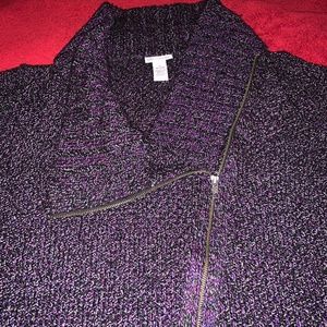 Catherine Purple Knit Sweater with Zip Front & Cowl